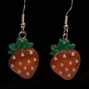 Strawberry Earring, Fruit Earring, Funny Food Earring, Berry Earring, Gift …